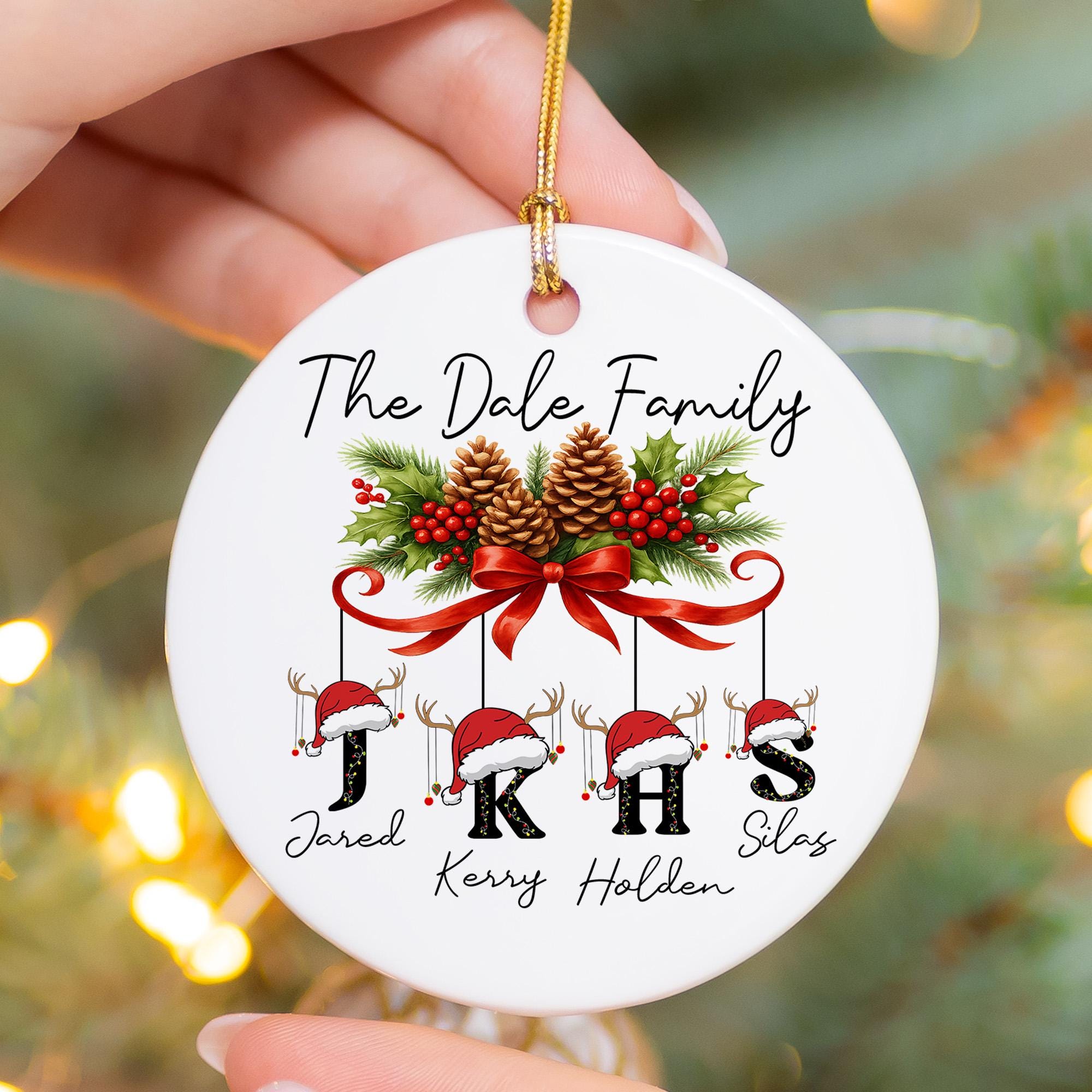 Custom Family Christmas Ornament, Personalized Name Ornament, Holiday Keepsake Gift, Christmas Tree Decoration with Initials