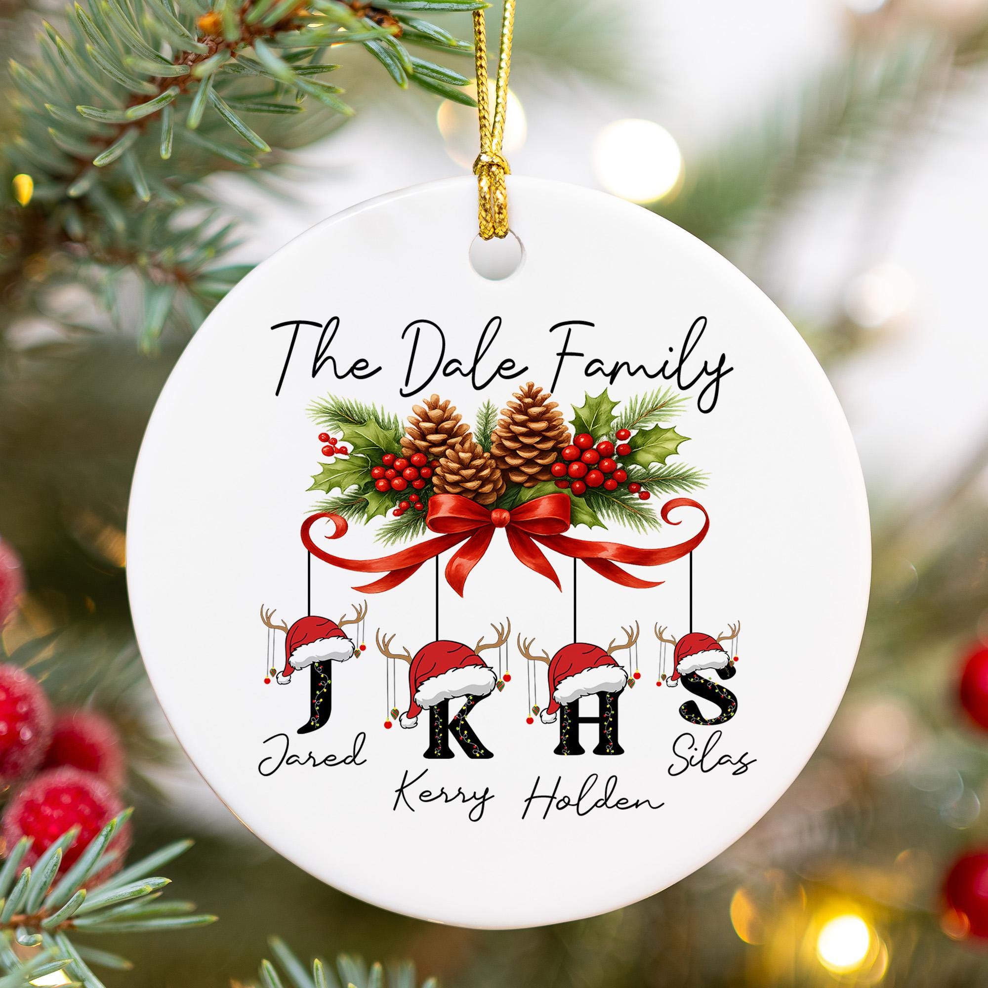 Custom Family Christmas Ornament, Personalized Name Ornament, Holiday Keepsake Gift, Christmas Tree Decoration with Initials
