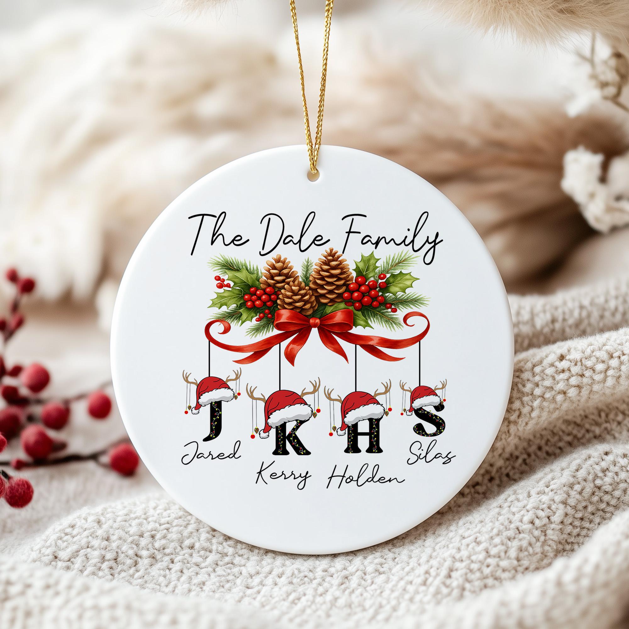 Custom Family Christmas Ornament, Personalized Name Ornament, Holiday Keepsake Gift, Christmas Tree Decoration with Initials