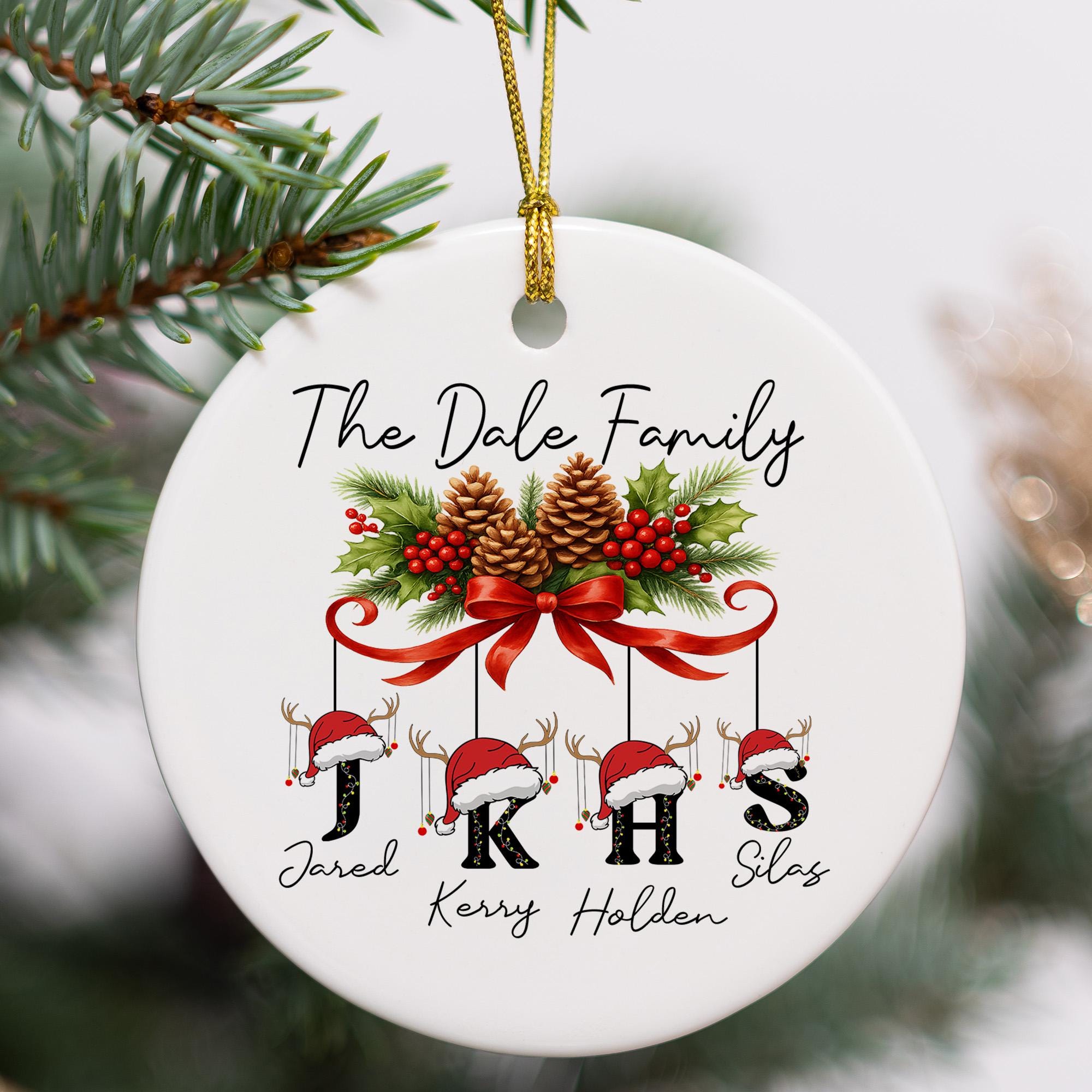 Custom Family Christmas Ornament, Personalized Name Ornament, Holiday Keepsake Gift, Christmas Tree Decoration with Initials