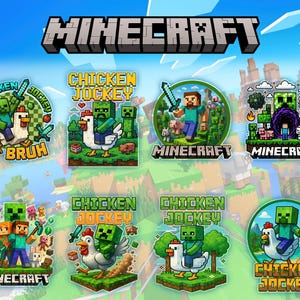 Pixelgame kipjockey clipart png, grappige gaming-sublimatieontwerpen, cartoon zombierijder-graphics, kindergamer verjaardag ambachtelijke ideeën