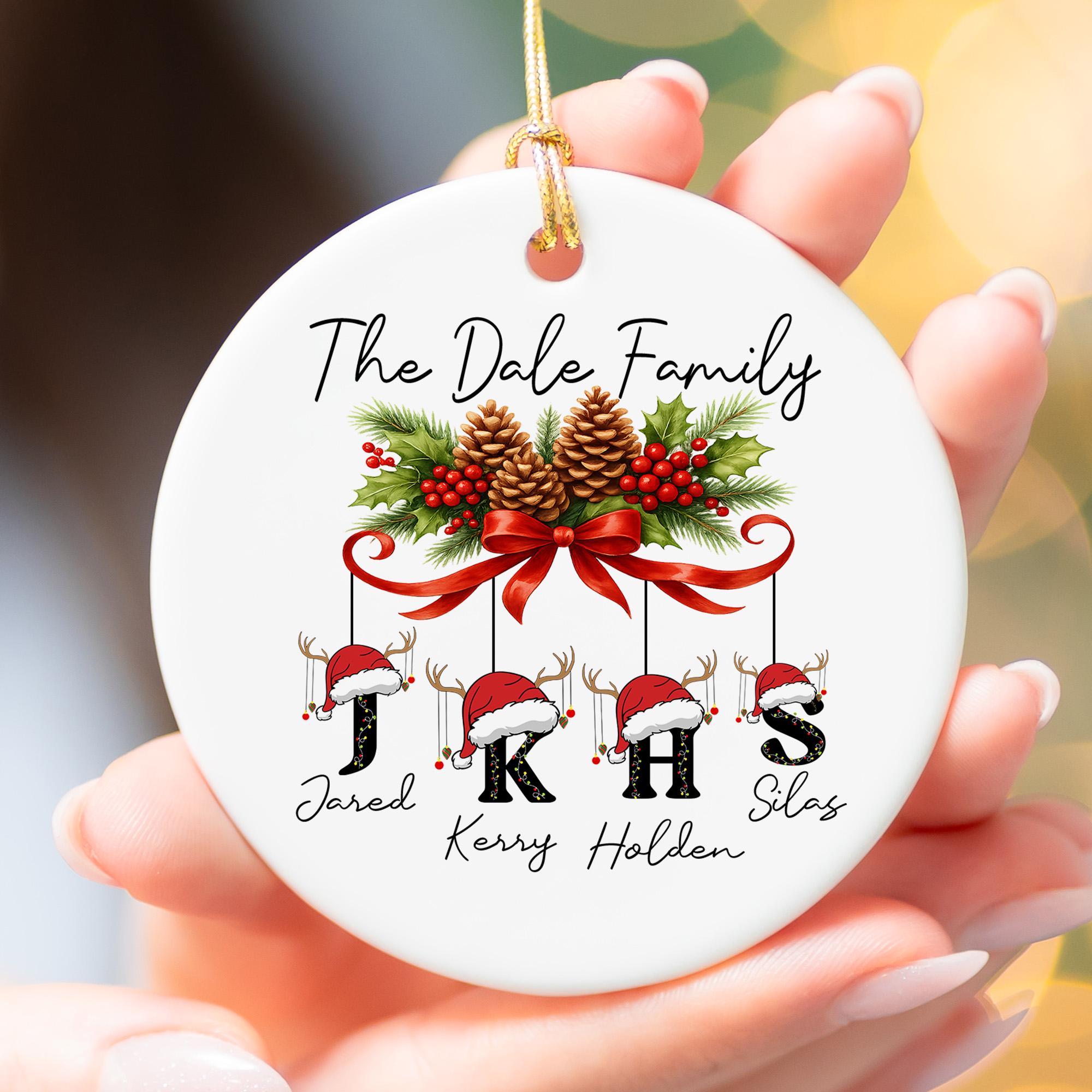 Custom Family Christmas Ornament, Personalized Name Ornament, Holiday Keepsake Gift, Christmas Tree Decoration with Initials