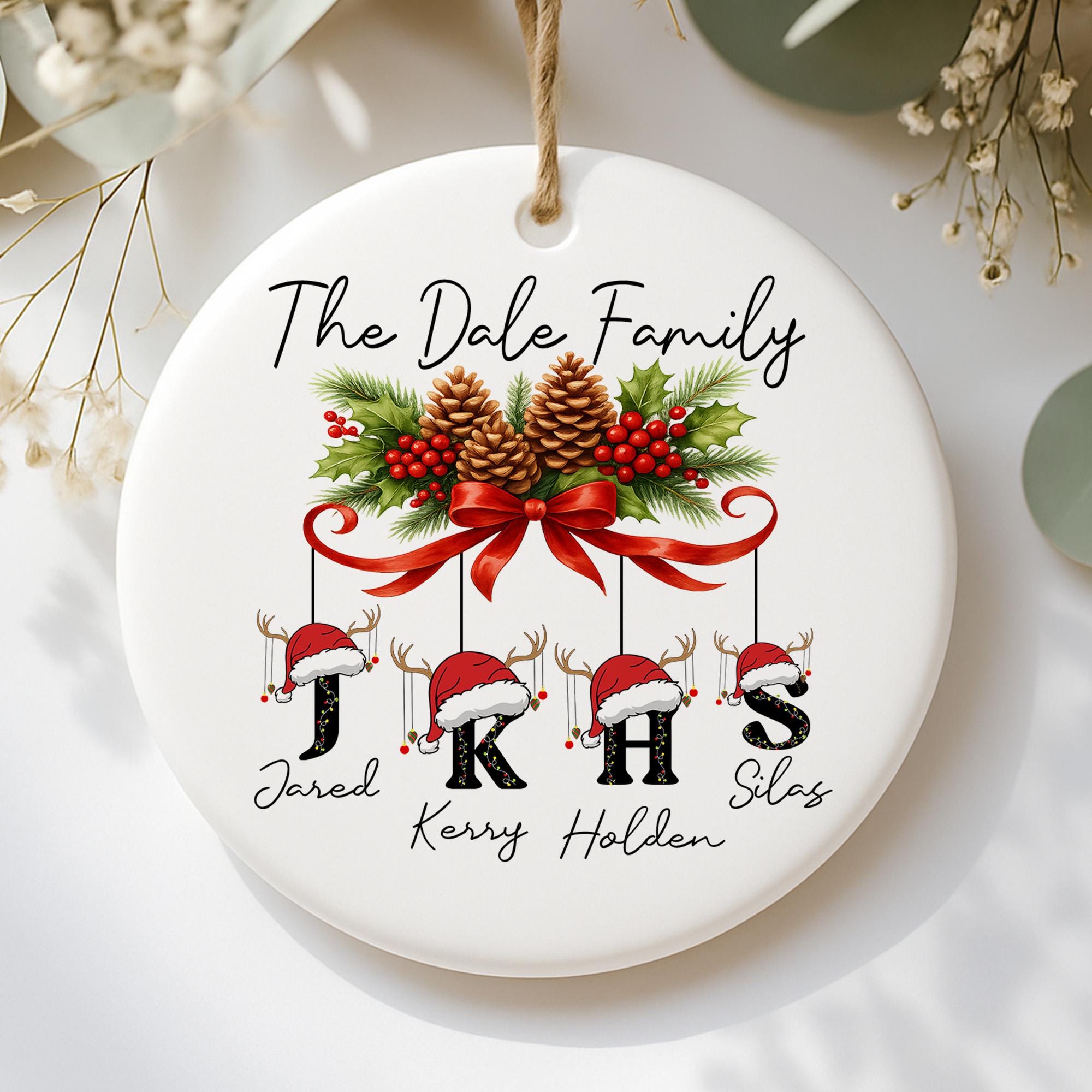 Custom Family Christmas Ornament, Personalized Name Ornament, Holiday Keepsake Gift, Christmas Tree Decoration with Initials