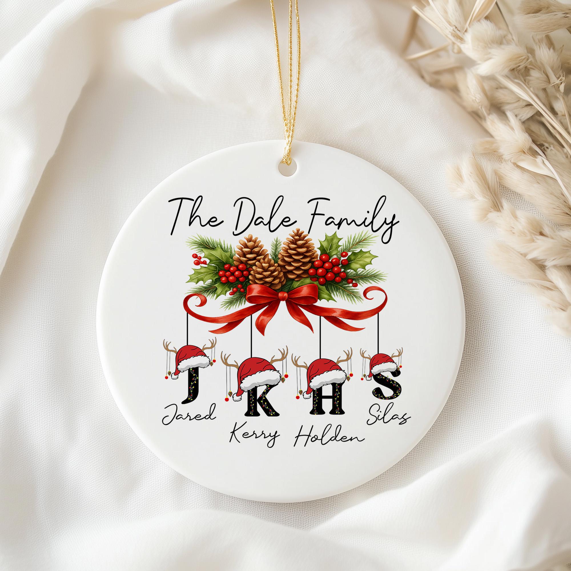 Custom Family Christmas Ornament, Personalized Name Ornament, Holiday Keepsake Gift, Christmas Tree Decoration with Initials