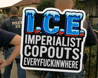 Protest Sticker: Anti-ICE Design - 90s Style Decal for Laptops
