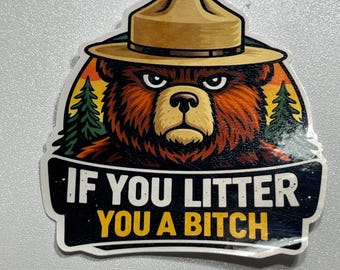 Forest Bear Vinyl Sticker: Humorous Eco Design (Outdoor Ready)