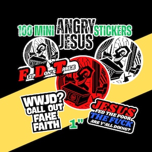 Christian WWJD Sticker, Political Satire Decal Angry Jesus Humor for Activist Planners, Journals, Laptops, & Leftist Gifts