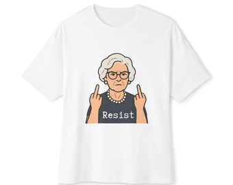 Grumpy Grandma 'Resist' Graphic Tee | Middle Finger Illustration T-Shirt