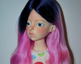 made to order 6-7 7 8 8-9 inch pink dark roots alpaca bjd wig minifee size, doll in mind, doll chateau bella, feeple 60,