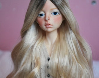 made to order 6-7 7 inch pink alpaca bjd wig minifee size, doll in mind, doll chateau bella