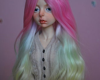 made to order 6-7 7 8 8-9 inch pink alpaca bjd wig minifee size, doll in mind, doll chateau bella, feeple60