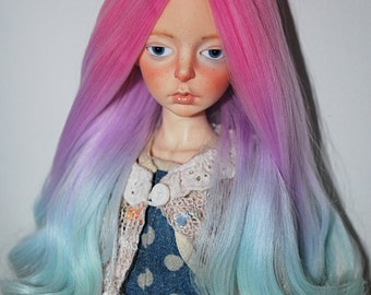 MADE TO ORDER hot pink purple blue ombre 6-7 inch alpaca bjd wig minifee size, doll in mind, doll chateau bella