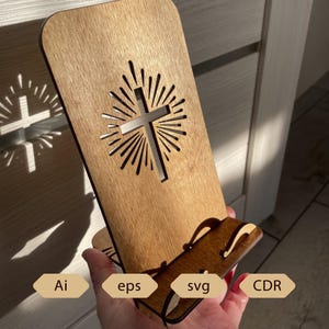 Laser Cut Jesus Cross Phone Stand SVG, Christian Home Decor (Digital File)