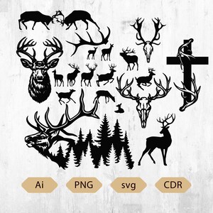 Deer Skull Antlers Svg Ai Digital Download Laser cut CNC Plasma BUCK Deer Hunting for CNC, Deer Skull CO2 laser cut, Deer cabin decoration image 7