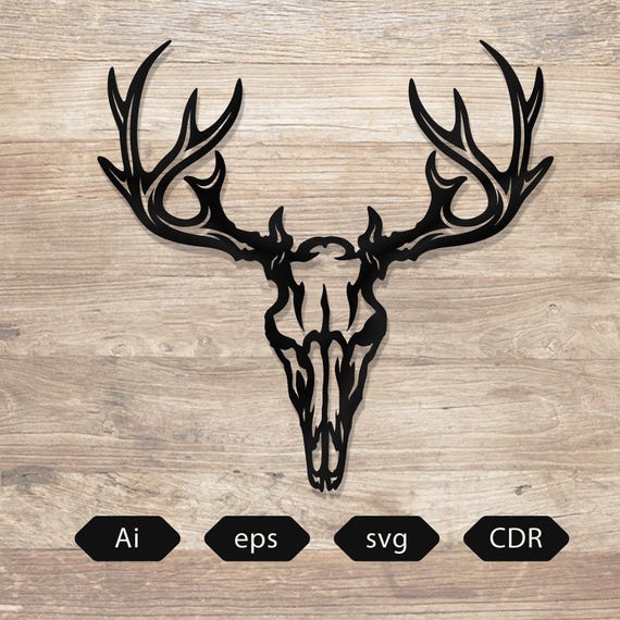 Deer Skull Antlers Svg Ai Digital Download Laser cut CNC Plasma BUCK Deer Hunting for CNC, Deer Skull CO2 laser cut, Deer cabin decoration
