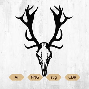 Deer Skull Antlers Svg Ai Digital Download Laser cut CNC Plasma BUCK Deer Hunting for CNC, Deer Skull CO2 laser cut, Deer cabin decoration image 4