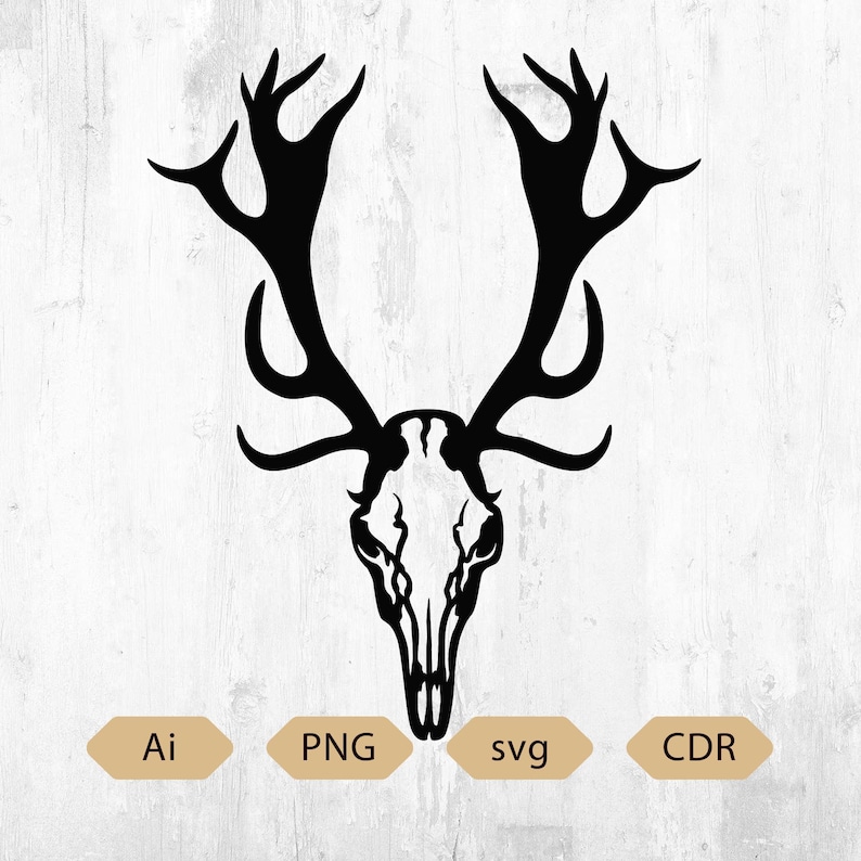 Deer Skull Antlers Svg Ai Digital Download Laser cut CNC Plasma BUCK Deer Hunting for CNC, Deer Skull CO2 laser cut, Deer cabin decoration image 4