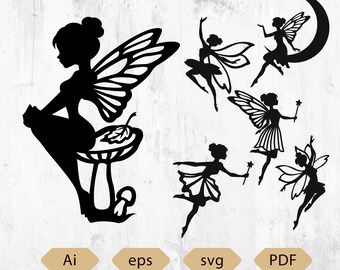 Fairy Svg, Fairy Silhouette Bundle, Magical Fairy Silhouette, Cricut, Fairy Queen, Fairy Vector, Fairies Svg, Laser Cut Digital Download