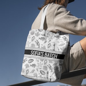 Coastal Bach Weekend Tote Bag - Beach Bride Gift, Bride Beach Bag, Bridesmaid Beach Tote Bag, Bach Club Bachelorette Party Favor Bag.