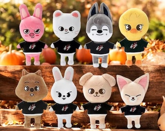 8Pcs Stray Kids SKZOO Plush Dolls – Kpop Idol Character Set – Bang Chan Wolfchan, Hyunjin Jiniret, Felix Bbokari & More – Cute Kpop Fan Gift