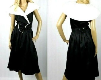 gina bacconi black and white dress