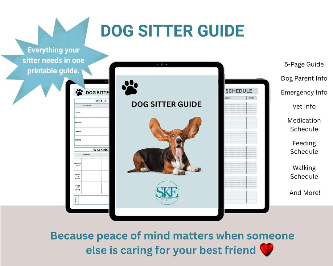 Dog Sitter Guide Printable – Pet Care Instructions, Emergency Info ...