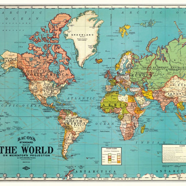 SMALL Vintage World digital Map. PRINTABLE map for Nursery room. World map printable for small projects.