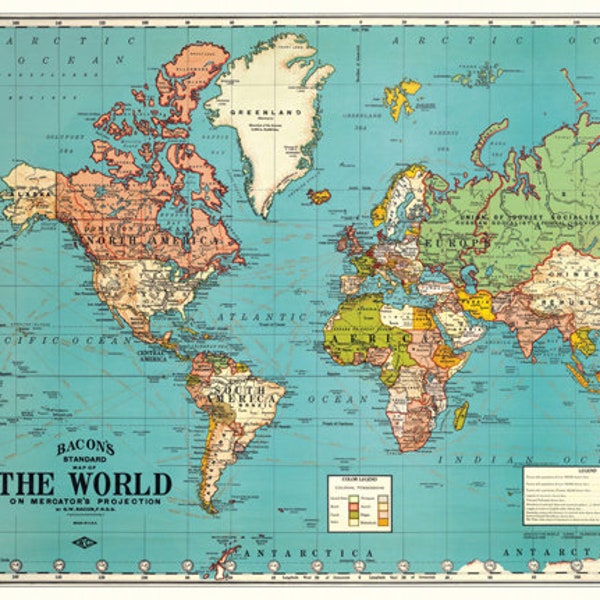 SMALL vintage World digital Map. Carte PRINTABLE pour la chambre de pépinière. Carte du monde imprimable pour les petits projets.