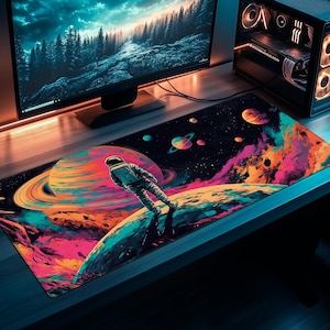 Extra Large Space Gaming Mouse Pad for Computer, Laptop and Keyboard, Non-Slip Rubber Base, Extended Desk mat for Gamers & Office
