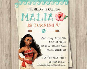 MOANA BIRTHDAY INVITATION, Moana Invitation, Moana Birthday Party Invitation, Moana Party, Digital Invitation 5x7