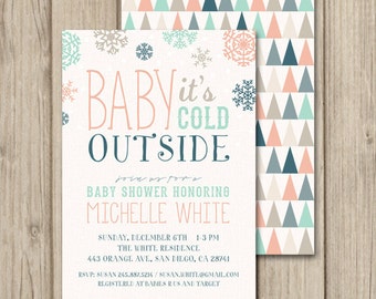 WINTER BABY SHOWER Invitation - Baby It's Cold Outside - Tribal Christmas - Printable Baby Shower