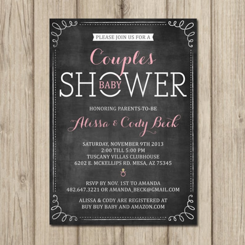 COUPLES BABY SHOWER Invitation Coed Shower Chalkboard Etsy