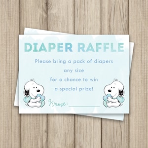 SNOOPY BABY SHOWER Diaper Raffle Ticket, Baby Shower Diaper Raffle, Baby Boy Snoopy Shower, Little Peanut Baby Shower image 1