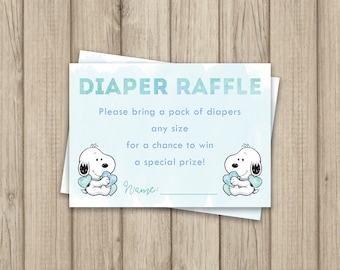 Boleto de rifa de pañales para BABY SHOWER DE SNOOPY, Rifa de pañales para baby shower, Baby Shower de Snoopy para niño, Baby Shower de Little Peanut