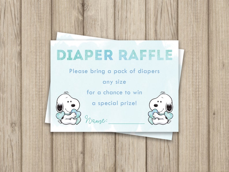 SNOOPY BABY SHOWER Diaper Raffle Ticket, Baby Shower Diaper Raffle, Baby Boy Snoopy Shower, Little Peanut Baby Shower image 1