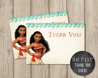 MOANA THANK YOU card, Moana Birthday thank you card, printable moana thank you card, moana invitation, moana birthday invitation