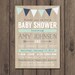 RUSTIC BABY SHOWER Invitation - Baby Boy Shower Invitation - Mint and Navy - Rustic Chic