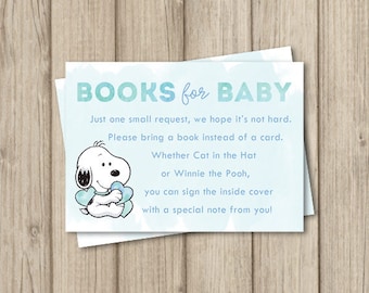 SNOOPY BABY SHOWER Bring a Book Insert Card, Books for Baby Card, Book Request Card, Baby Boy Snoopy Shower, Little Peanut Baby Shower
