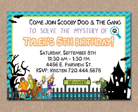 Scooby Doo Birthday Invitation Scooby Doo Monster Party Boy Etsy