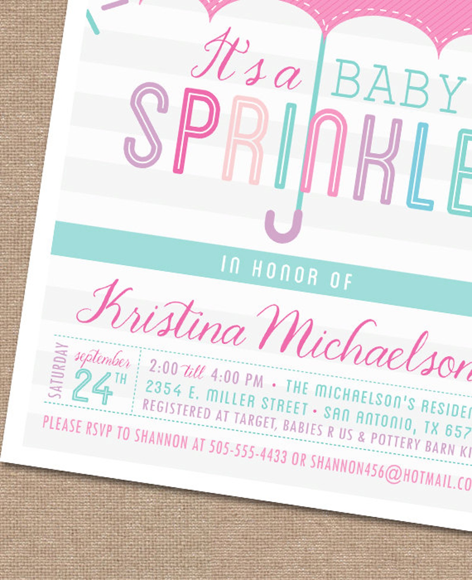 Printable BABY SPRINKLE Invitation Baby Shower Pink Baby Etsy
