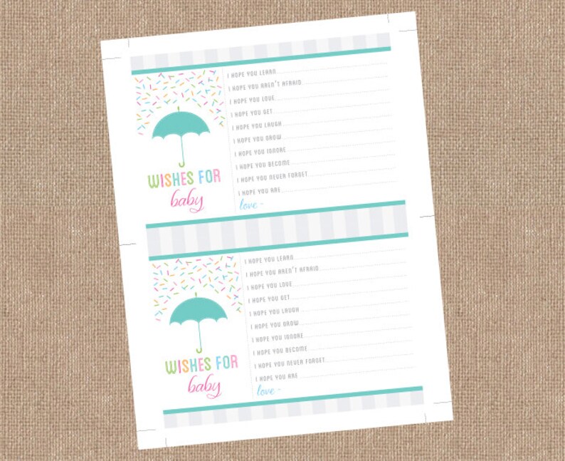 Wishes for Baby Card Printable BABY SPRINKLE Etsy