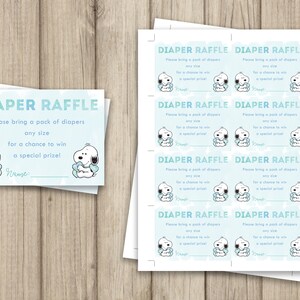 SNOOPY BABY SHOWER Diaper Raffle Ticket, Baby Shower Diaper Raffle, Baby Boy Snoopy Shower, Little Peanut Baby Shower image 2