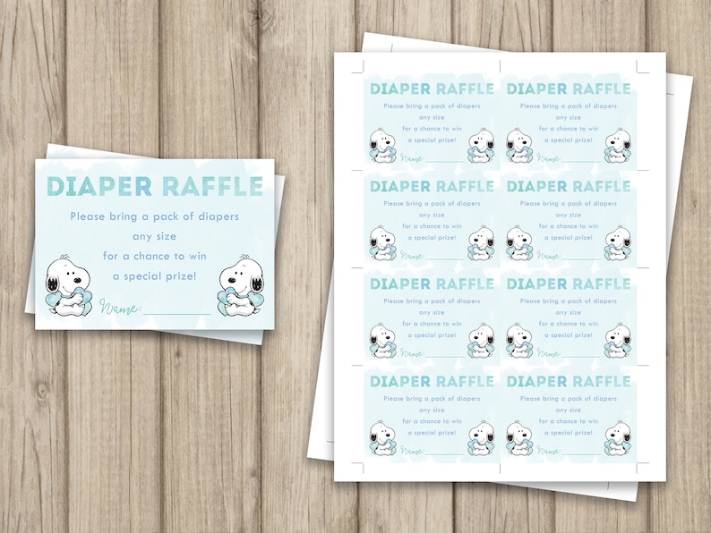 SNOOPY BABY SHOWER Diaper Raffle Ticket, Baby Shower Diaper Raffle, Baby Boy Snoopy Shower, Little Peanut Baby Shower image 2