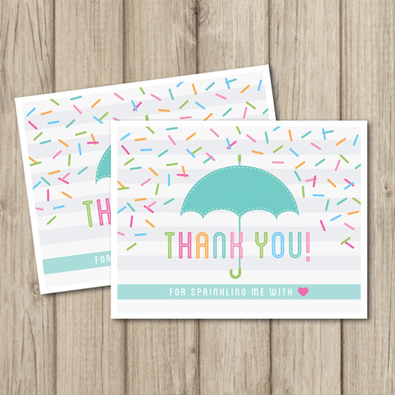 Baby Sprinkle THANK YOU Cards Flat & Folded A2 Sized Etsy
