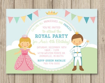 PRINCESS and PRINCE BIRTHDAY Party Invitation, Princess Birthday Party Invitation, Princess Party, Princess Invitation, Printable 5x7