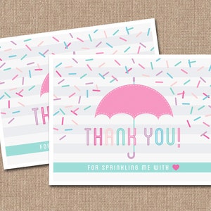 Baby Sprinkle Invitation THANK YOU Cards - FLAT A2 Sized - Instant Download