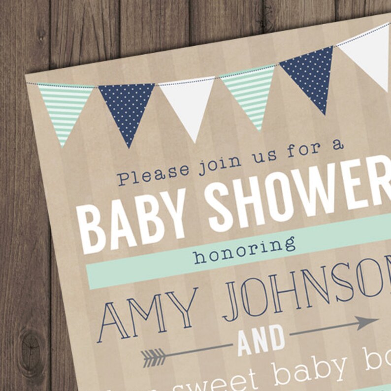 BABY BOY SHOWER Invitation Rustic Baby Shower Invitations Etsy