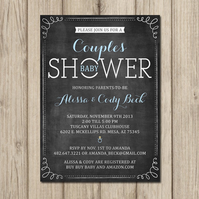 COUPLES BABY SHOWER Invitation Coed Shower Chalkboard Etsy