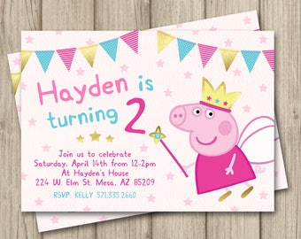 PEPPA PIG INVITATION, Peppa Pig Birthday Invitation, Peppa Pig Birthday Invite, Peppa Pig Party, Digital Printable 5x7, Any Age