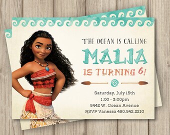 MOANA BIRTHDAY INVITATION, Moana Invitation, Moana Birthday Party Invitation, Moana Party, Digital Invitation 5x7